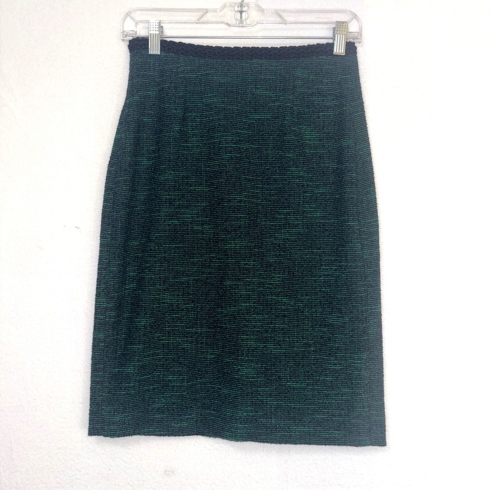 Hobbs of London Green Black Pencil Skirt 100% Wool Peru Size 2